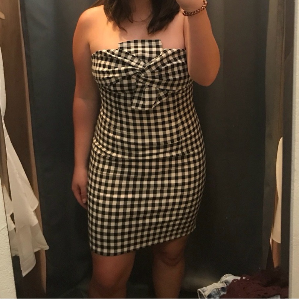 She + Sky Strapless Gingham Dress